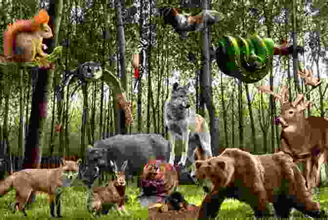 A Group Of Animals In A Forest. Animal World Children Encyclopedia For Age 5 15 Years All About Trivia Questions And Answers