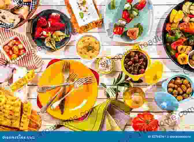 A Vibrant And Colorful Spread Of Mediterranean Dishes On A Rustic Table MEDITERRANEAN RECIPES FOR A HEALTHY AND COMPLETE DIET: 200 QUICK AND EASY DISHES