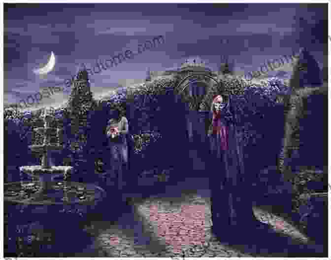 Alice And Edward, Standing Together In A Moonlit Garden Under The Quilt Of Night