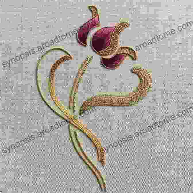 Goldwork And Silk Shading Embroidery Of A Vibrant Floral Bouquet Goldwork And Silk Shading Inspired By Nature