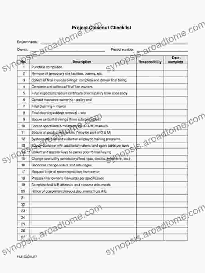 Project Closeout Checklist Contractual Procedures In The Construction Industry